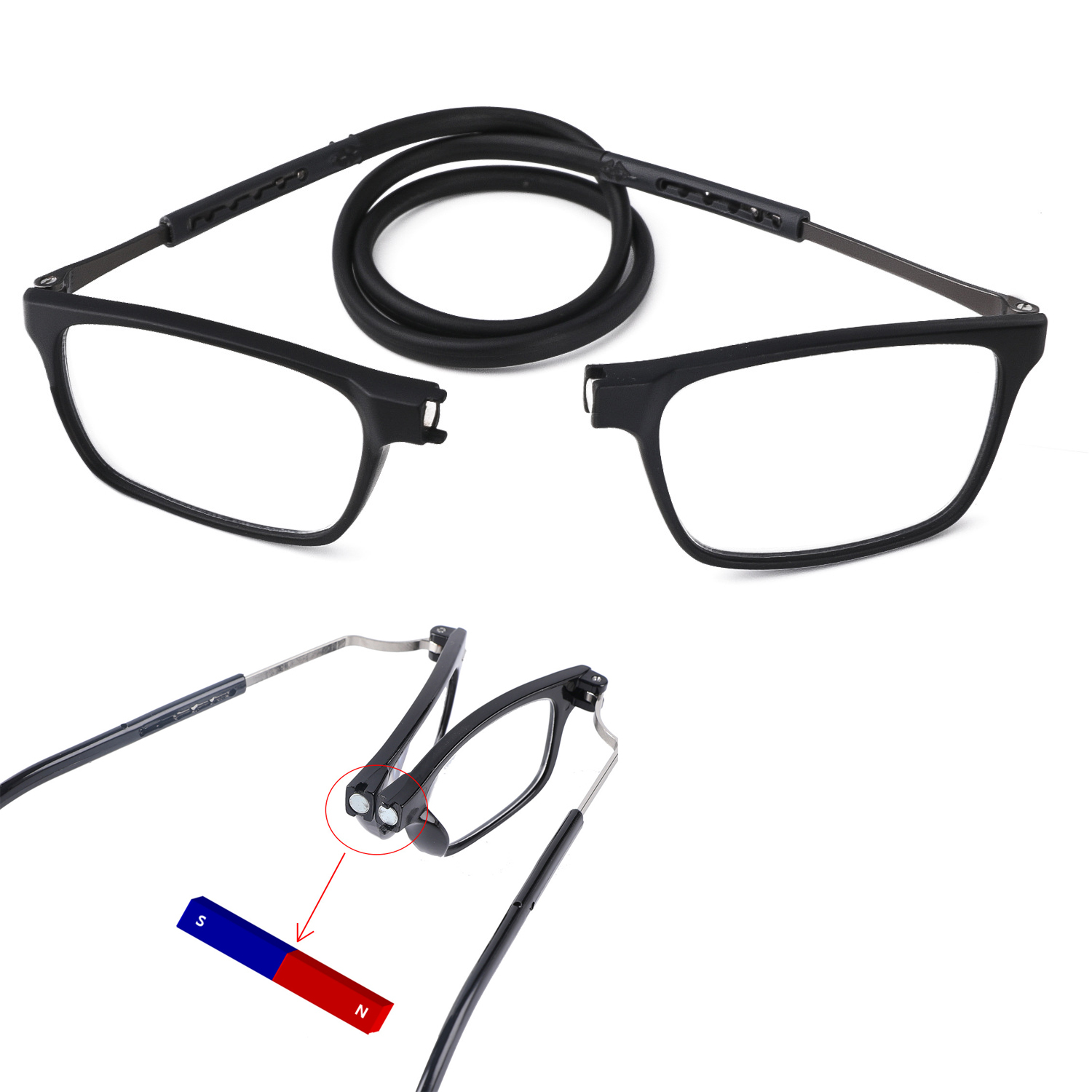 EasyMart Magnetic Reading Glasses for Men \u0026 Women,Flexible Blue Light Blocking Presbyopia Glasses,Neck Hanging Anti Blue Ray Readers for Eyestrain Relief